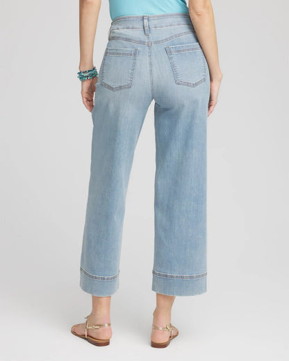 Petite Pull-On Wide Leg Cropped Jeans