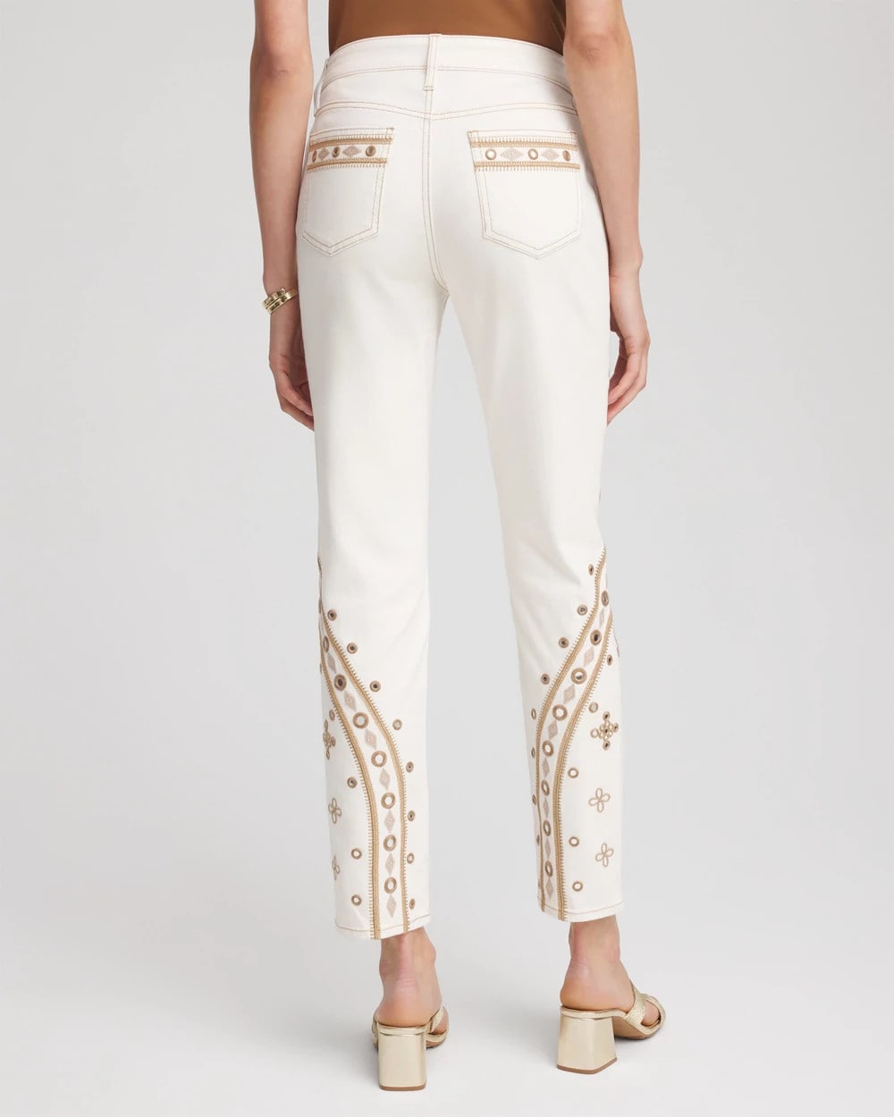 Petite Embellished Girlfriend Slim Ankle Jeans