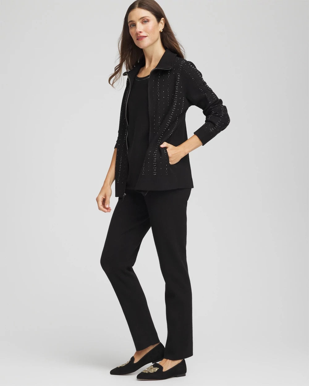 Zenergy® Luxe Diamante Zip Cardigan