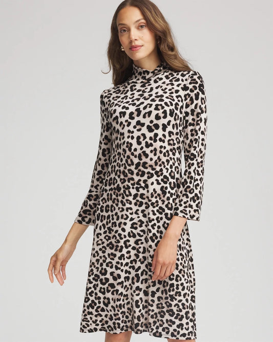 Travelers™ Animal-Print Mockneck Midi Dress