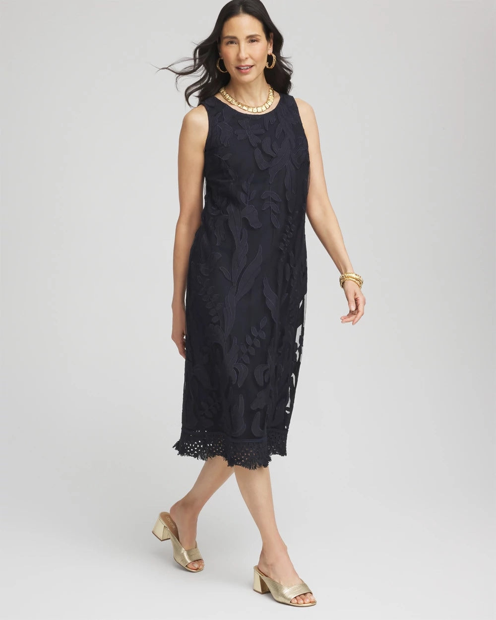 Travelers™ Mesh Appliqué Midi Dress