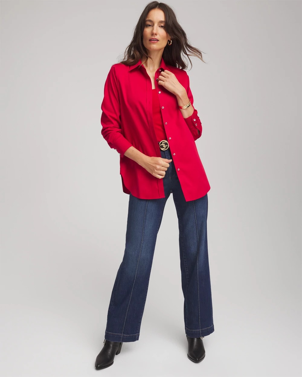 No Iron™ Rhinestone Button Shirt