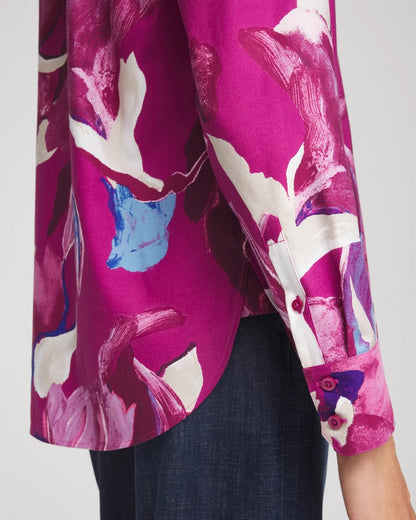 No Iron™ Floral-Paint-Print Shirt