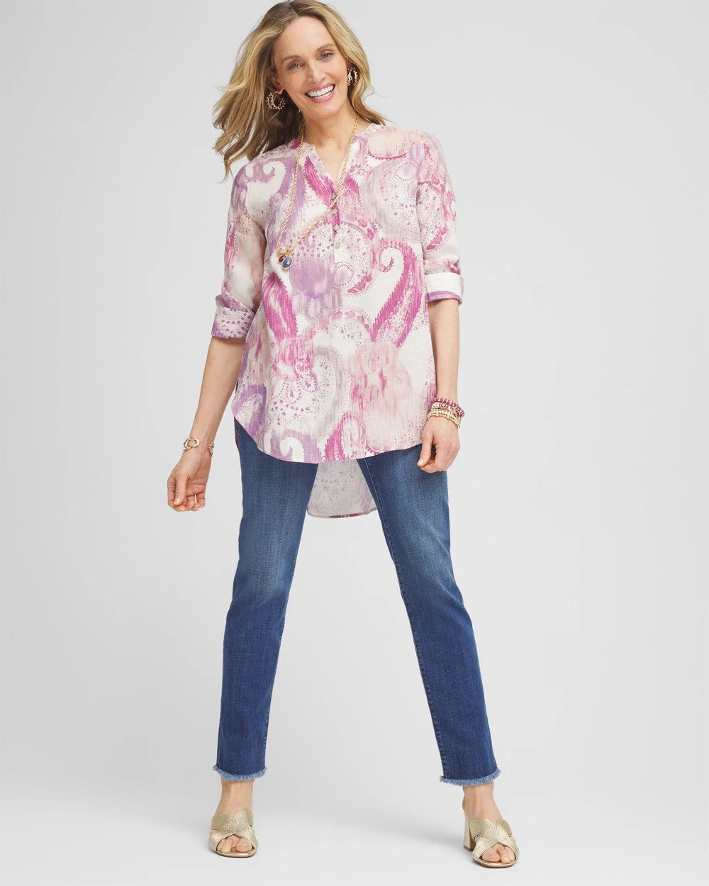 No Iron™ Multi Paisley Linen Tunic