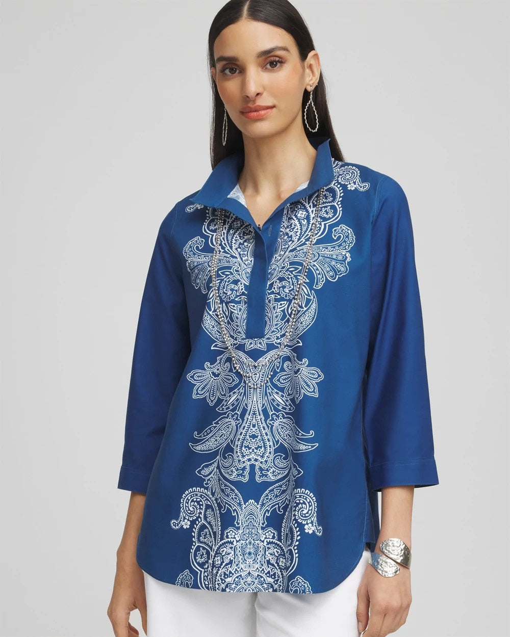 No Iron™ Paisley Buttonback Tunic