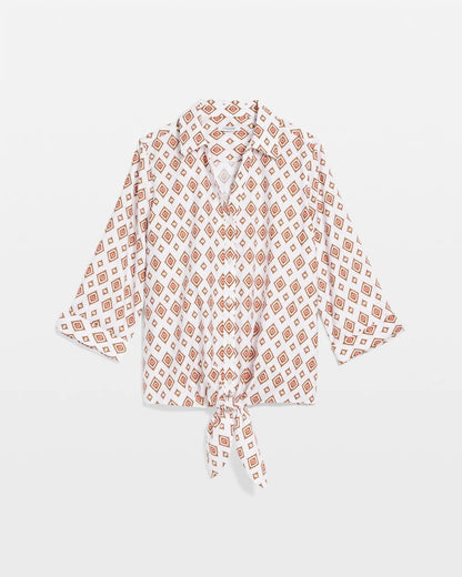 No Iron™ Tie-Front Geo-Print Shirt