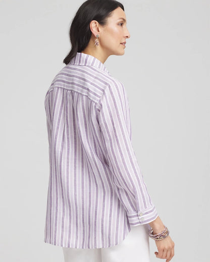 No Iron™ Plum Striped Linen Shirt