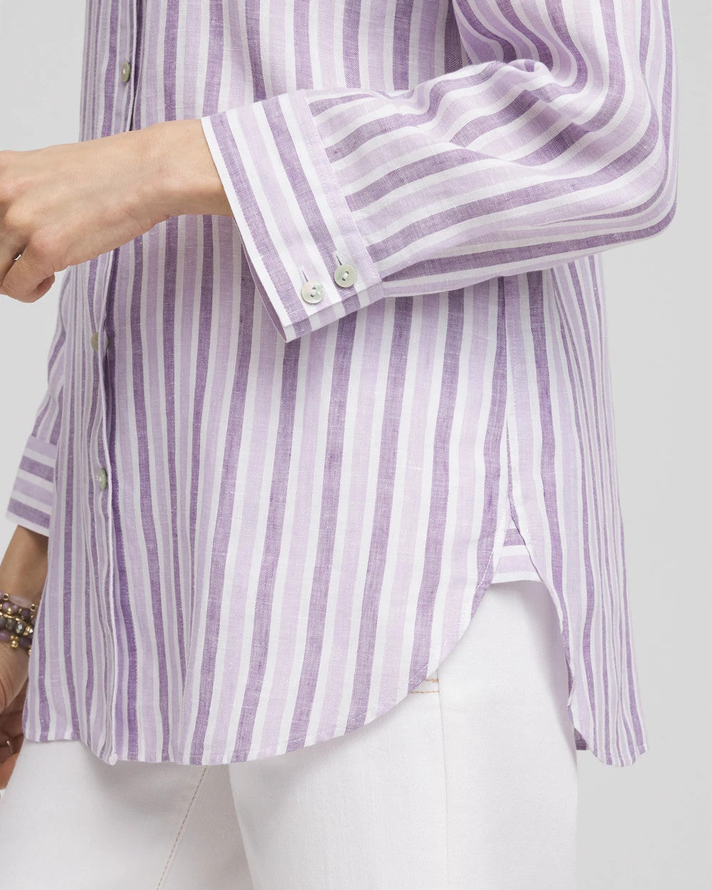 No Iron™ Plum Striped Linen Shirt