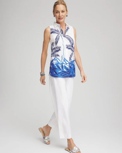 No Iron™ Palms Sleeveless Sateen Shirt