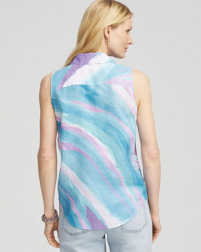 No Iron™ Linen Tie-Front Sleeveless Shirt