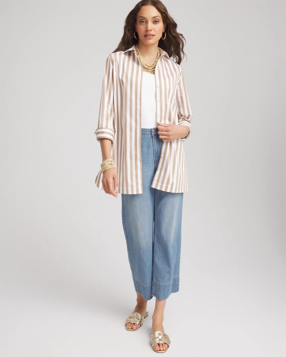 No Iron™ Neutral Striped Tunic