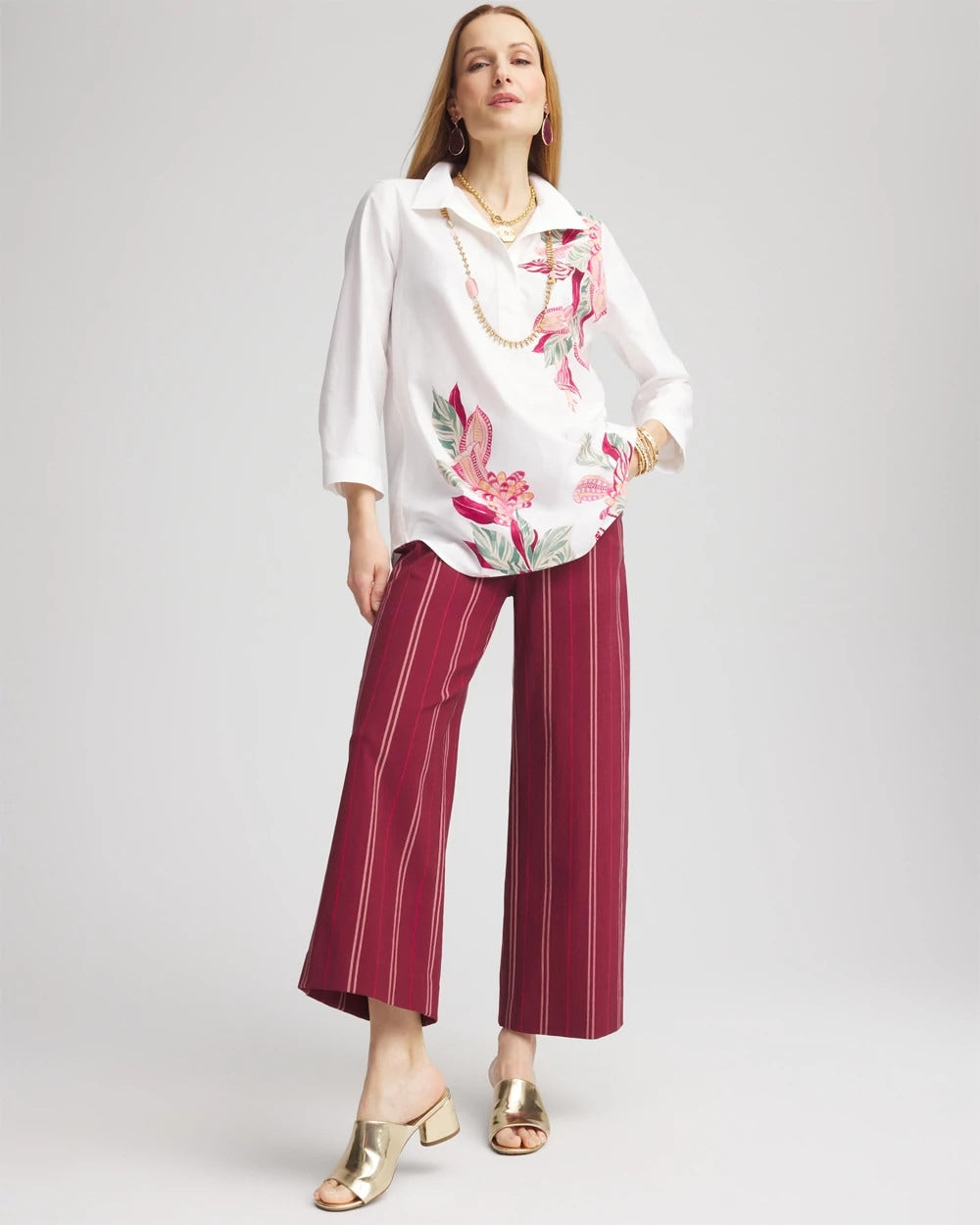 Brigitte™ Striped Slub Wide-Leg Cropped Pants