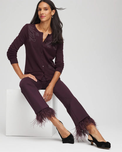 Juliet Feathered Flared Cropped Pants
