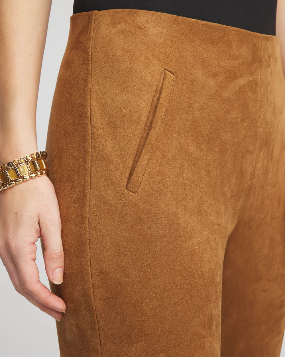 Faux Suede Juliet Slim Ankle Pants