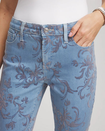 Girlfriend Slim Ankle Flocked Jeans