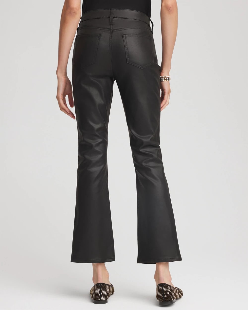 Coated Girlfriend Cropped Flared Jeans