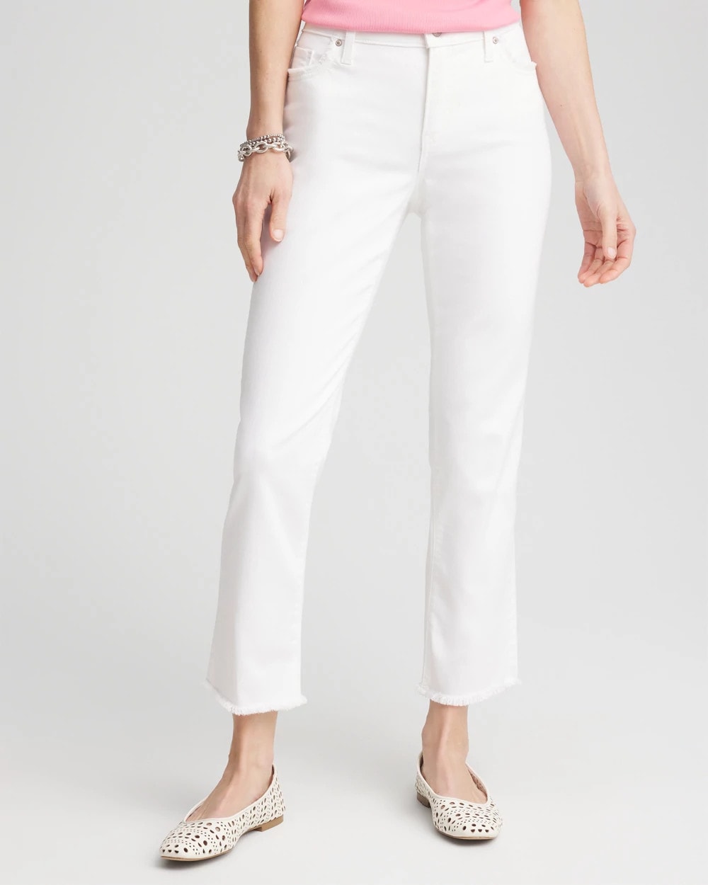 Girlfriend Frayed Cropped No Stain Jeans