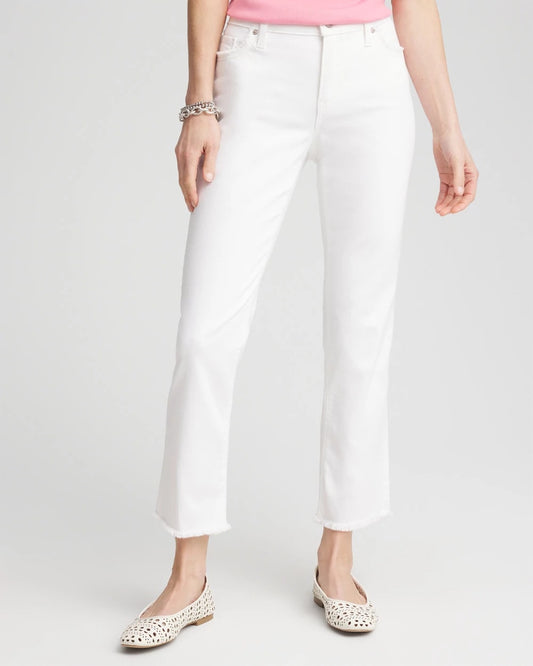 Girlfriend Frayed Cropped No Stain Jeans