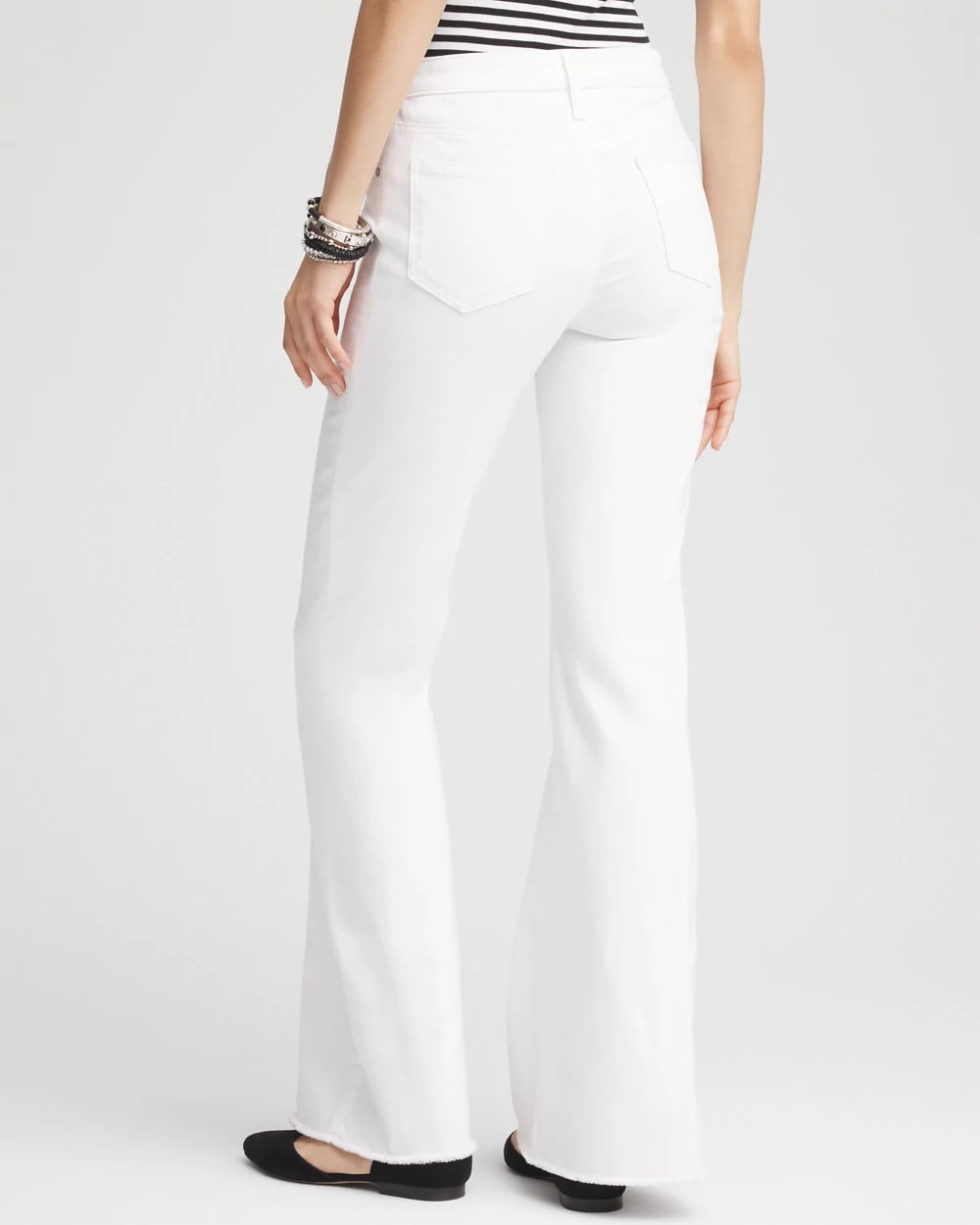 Girlfriend No Stain Frayed Flared Jeans